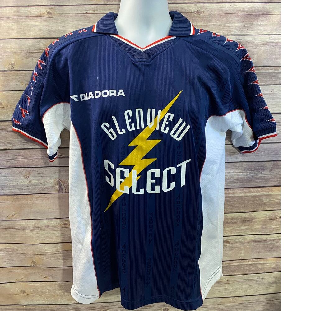 Men’s Vintage Diadora Blue Soccer Jersey Adult Size Medium Glenview Select